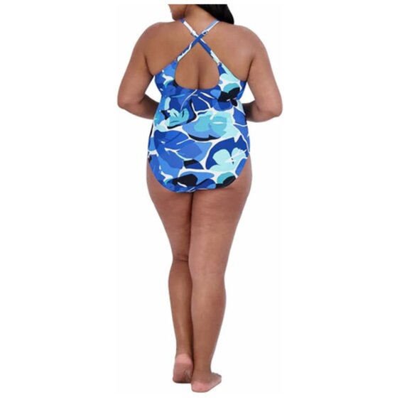 Nautica Womens Cross Back One Piece Swimsuit Into The Jungle - Picture 2 of 3